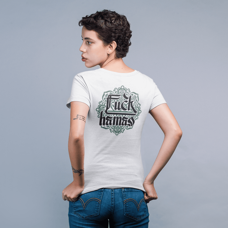 Printify T-Shirt "Fuck Hamas Arabesque" White Custom T-Shirt for Women