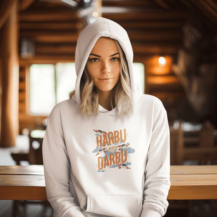 Printify Hoodie "Harbu Darbu" White Custom Unisex Hoodie