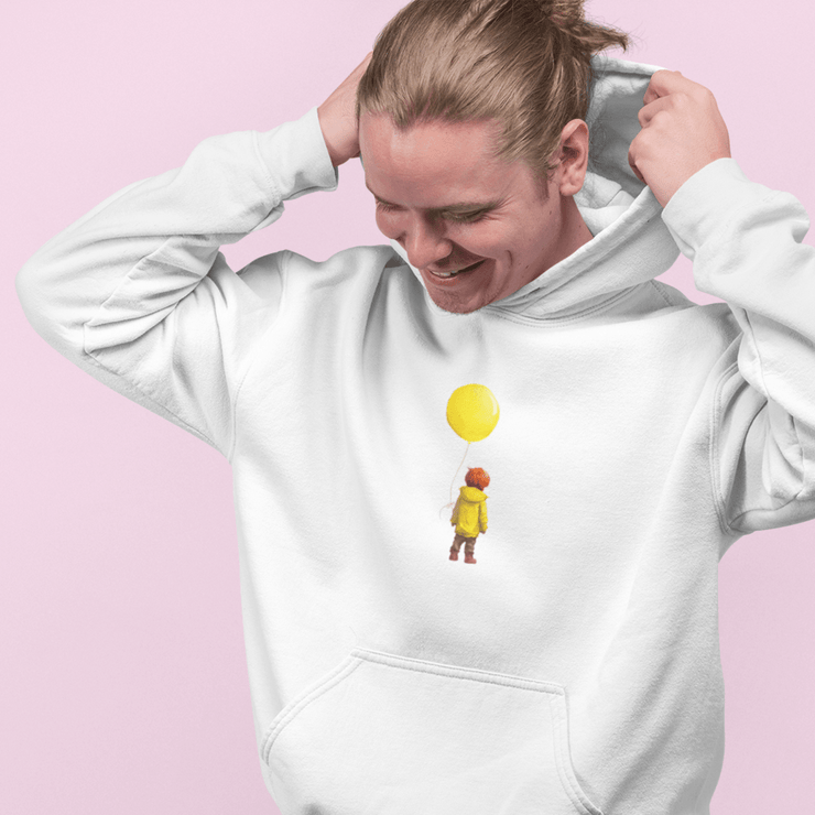 Printify Hoodie "Yellow Balloon" White Custom Unisex Hoodie