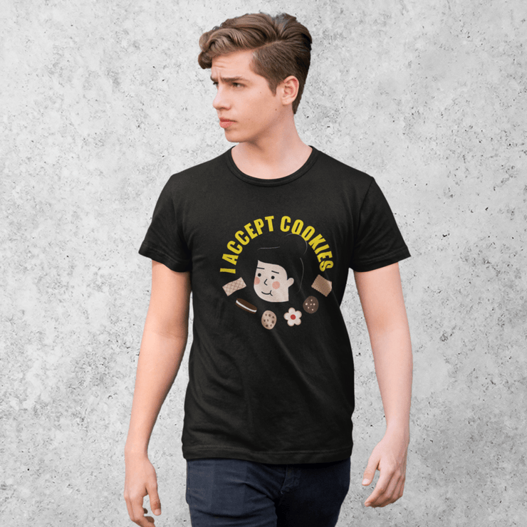 Printify T-Shirt "Accept Cookies" Black T-shirt for Men | Art by Dana Barlev