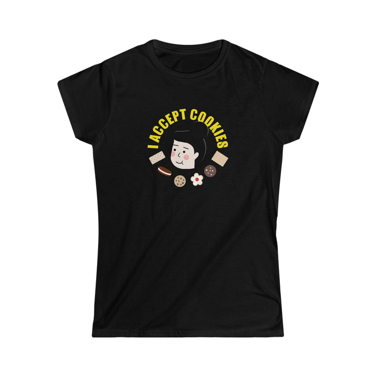 Printify T-Shirt Black / S "Accept Cookies" Black Custom T-Shirt for Women