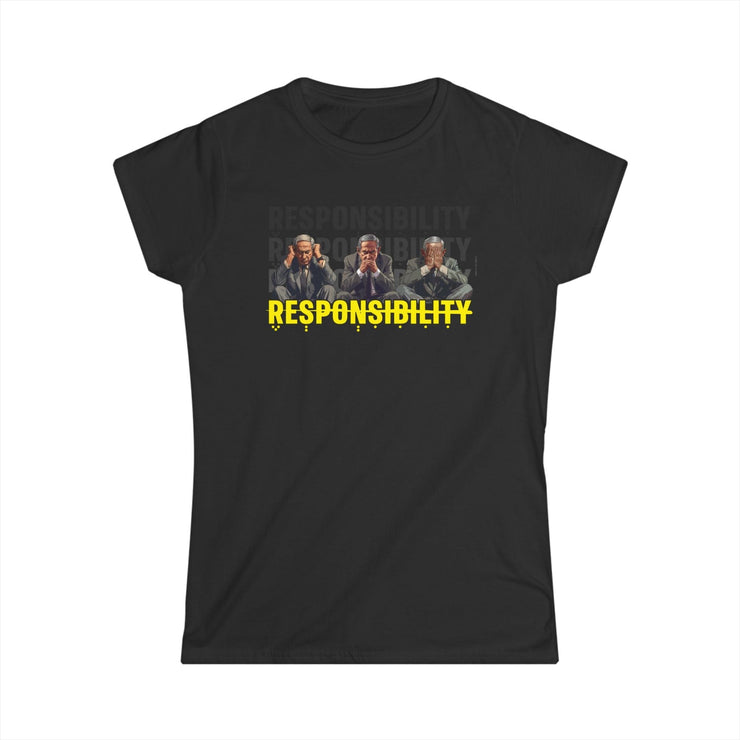 Printify T-Shirt Black / S "Responsibility" Black Custom T-Shirt for Women