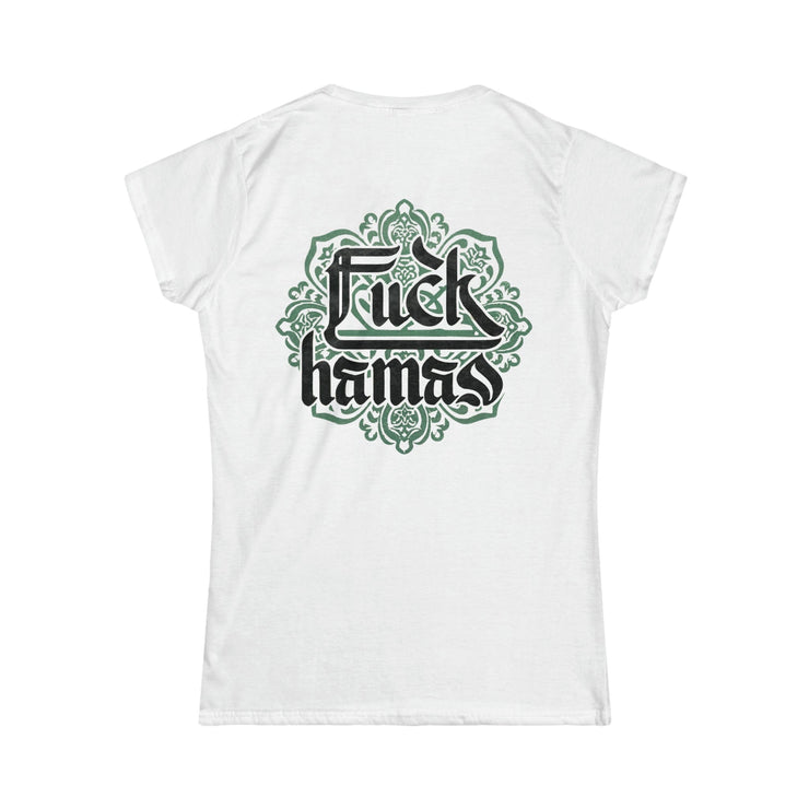 Printify T-Shirt "Fuck Hamas Arabesque" White Custom T-Shirt for Women