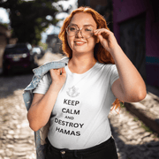 Printify T-Shirt "Keep Calm" White Custom T-Shirt for Women | Art by Ori Bejerano
