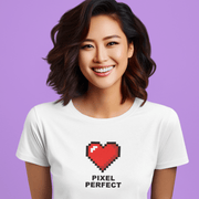 Printify T-Shirt "Pixel Perfect" White Custom T-Shirt for Women  | Art by Noa Bar Lev
