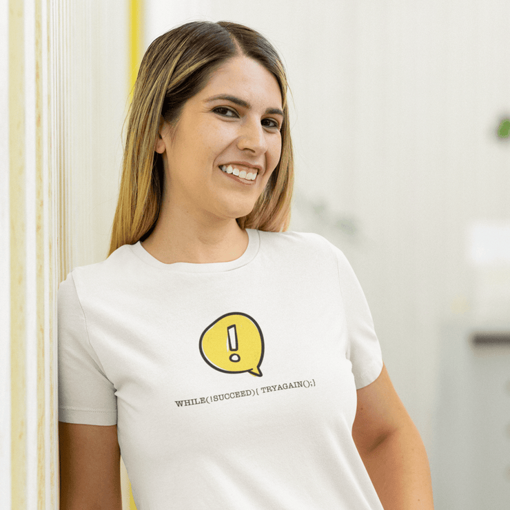 Printify T-Shirt "Succeed" White Custom T-Shirt for Women  | Art by Noa Bar Lev