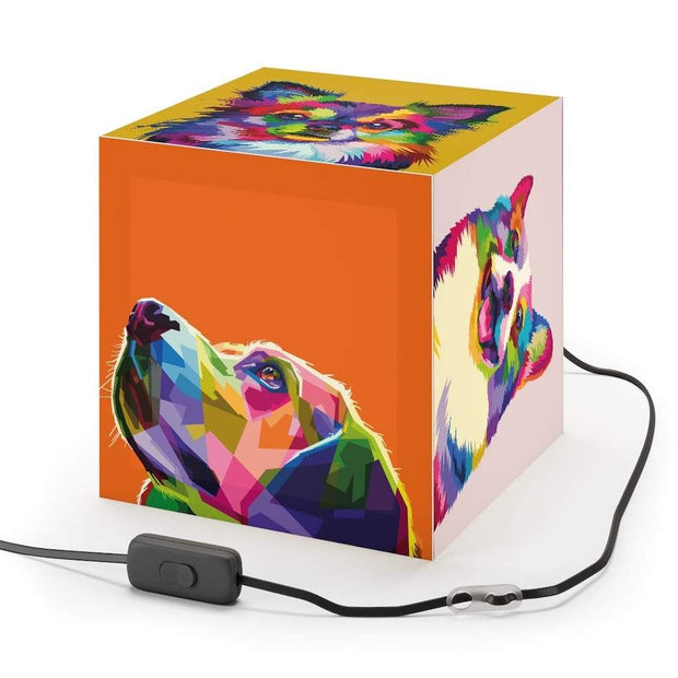 "Colorful Dogs" Cube Lamp - Awesome, custom designed T-shirts & Art  |  Designs by Royi .B. 