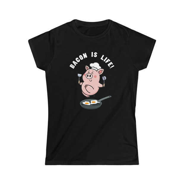 Printify T-Shirt Black / S "Bacon Is Life"  Custom T-Shirt for Women